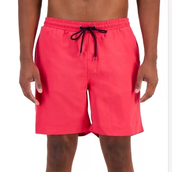 Club Room Quick-Dry Performance Solid 7" Trunks, men swim’s short pink peacock - Picture 1 of 5